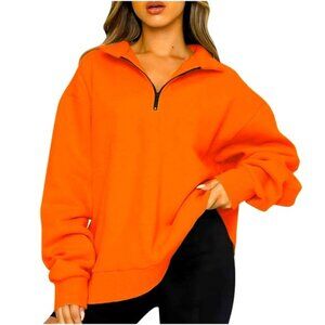 Trendy Queen Oversized Sweatshirt Half Zip Pullover Neck Women’s Jacket